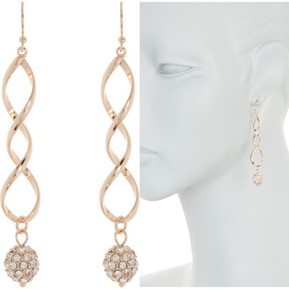 Area Stars Thea Pavé Crystal Ball Spiral Drop Earrings - Picture 2 of 2